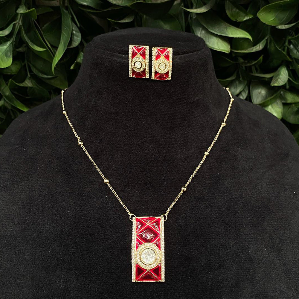 Amoliya Jewels Royal Polki Kundan Stone Heritage Necklace Set