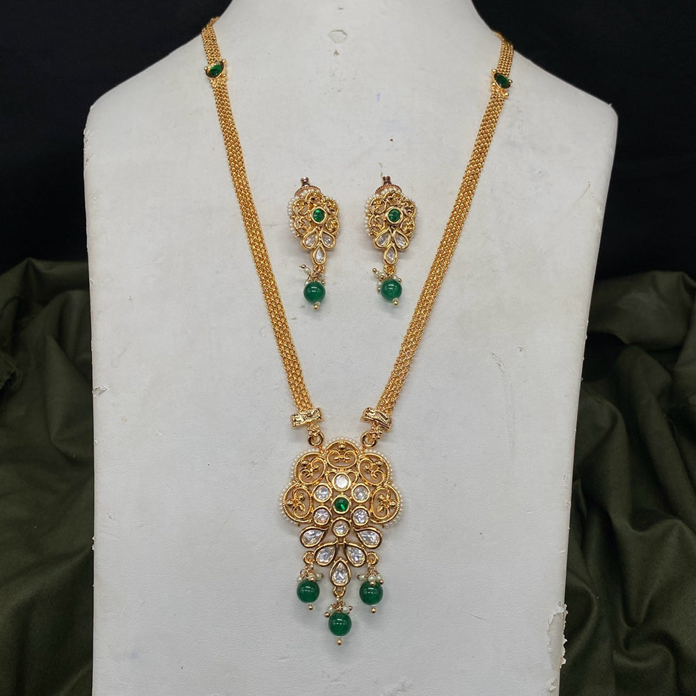Amoliya Jewels Royal Polki Kundan Stone And Beads Heritage Necklace Set