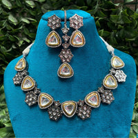 Amoliya Jewels Heritage Two-Tone Kundan And Austrian Pearl Necklace Set