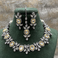 Amoliya Jewels Heritage Two-Tone Kundan And Austrian Pearl Necklace Set
