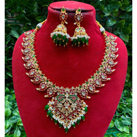 Amoliya Jewels Kundan And Pota Stone Pearl Necklace Set 