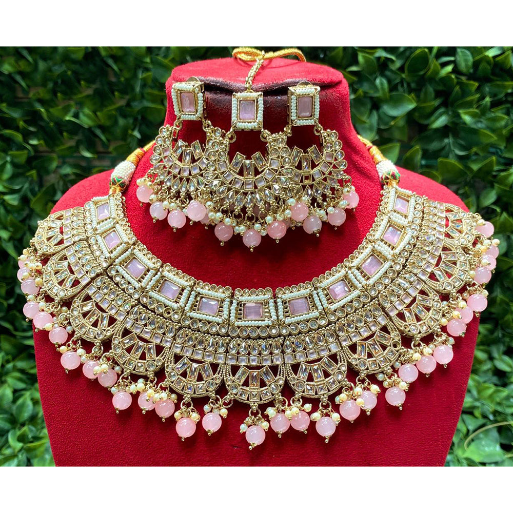 Amoliya Jewels Heritage Crystal Stone Pearl And Beads Choker Necklace Set