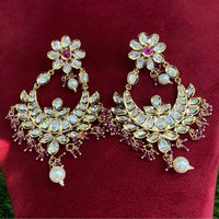 Amoliya Jewels Regal Shine Polki Kundan And Pearl Dangler Earrings