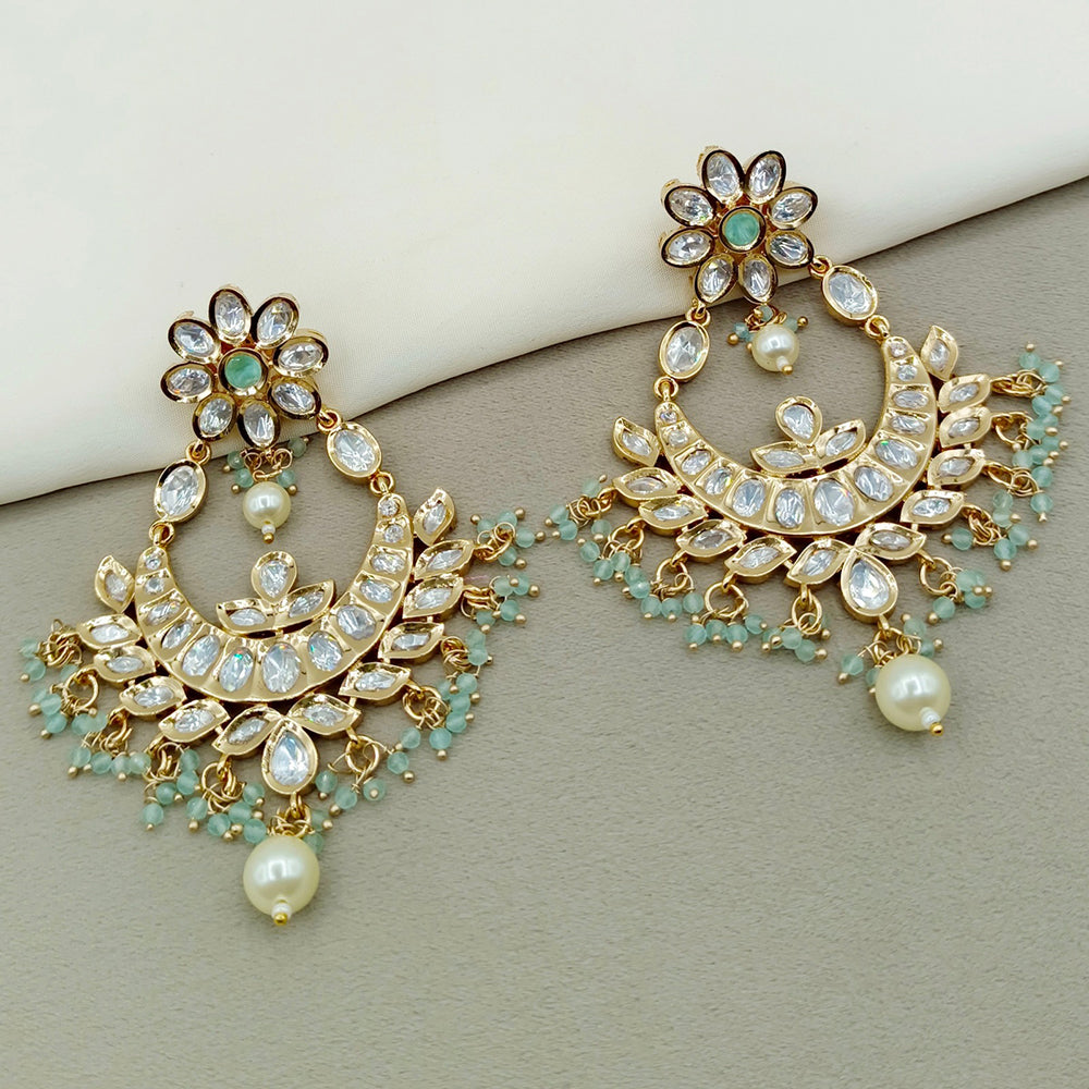 Amoliya Jewels Regal Shine Polki Kundan And Pearl Dangler Earrings
