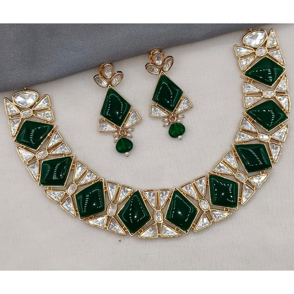 Amoliya Jewels Royal Polki Kundan Stone Pearl And Beads Necklace Set