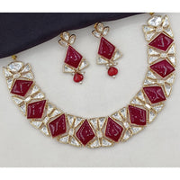 Amoliya Jewels Royal Polki Kundan Stone Pearl And Beads Necklace Set