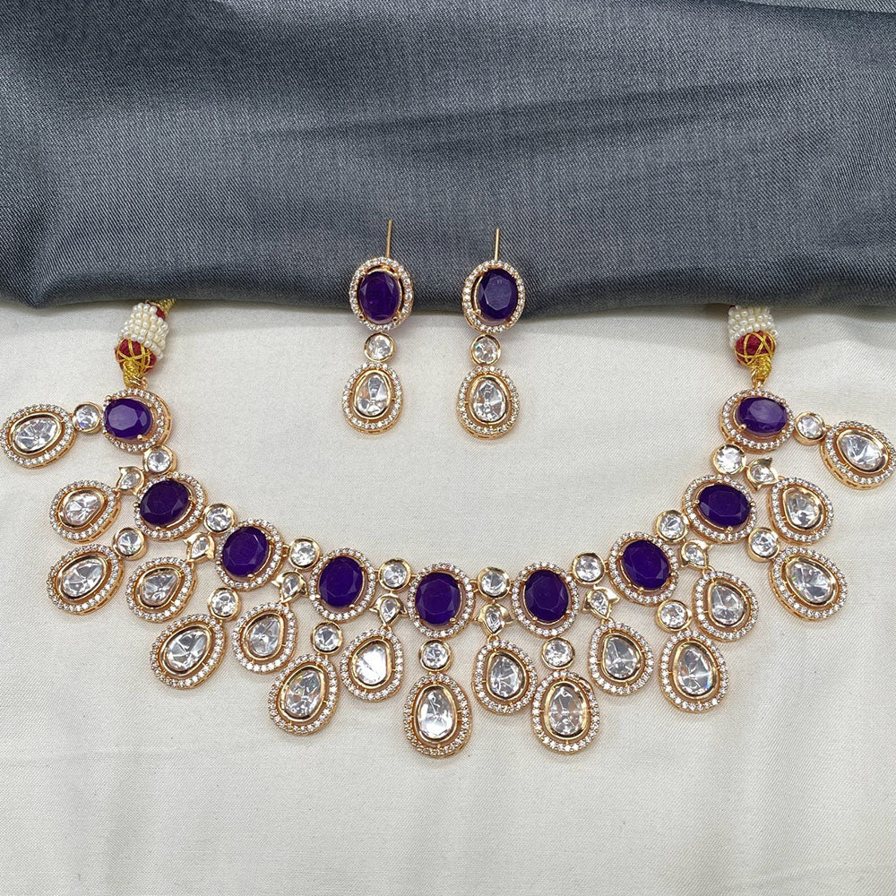 Amoliya Jewels Royal Polki Kundan Stone Necklace Set