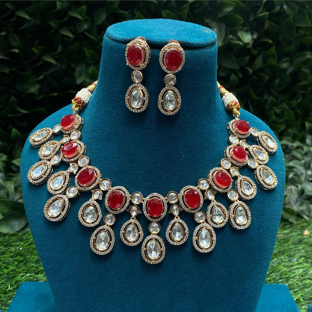 Amoliya Jewels Royal Polki Kundan Stone Necklace Set
