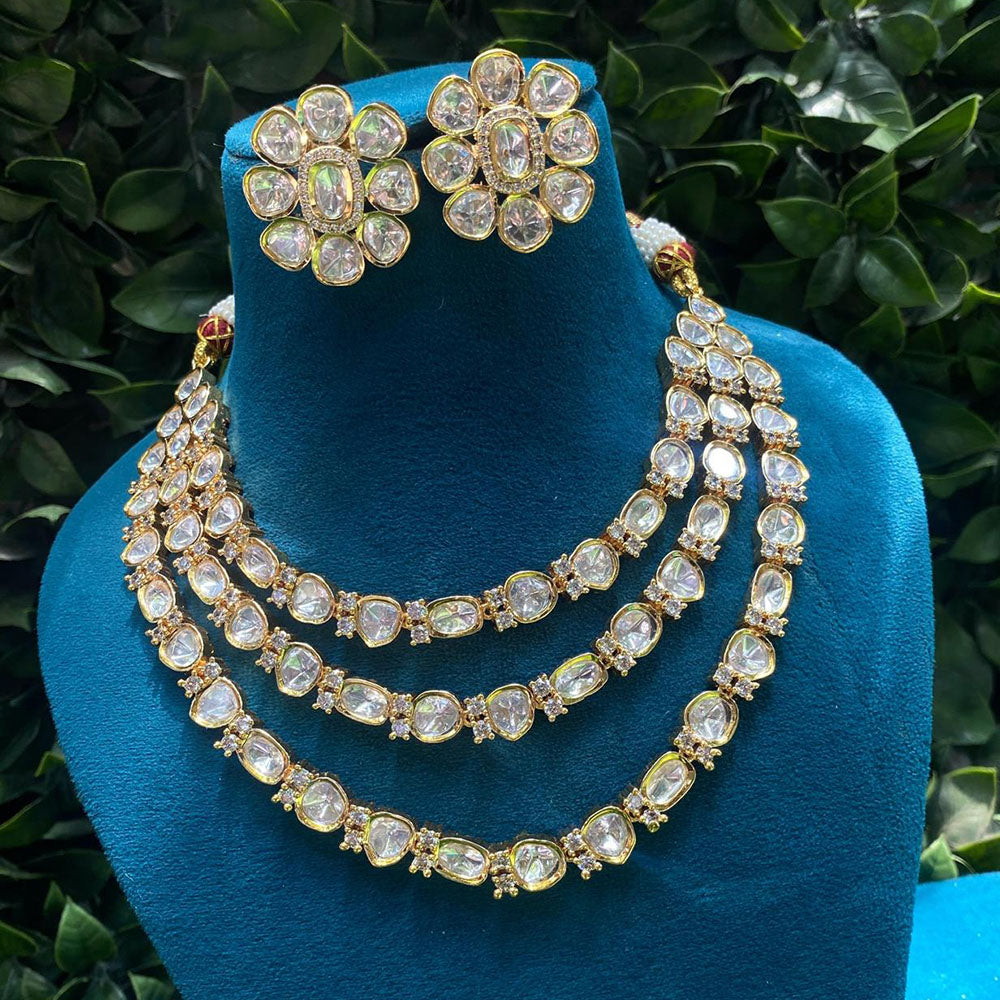 Amoliya Jewels Royal Polki Kundan Stone Necklace Set