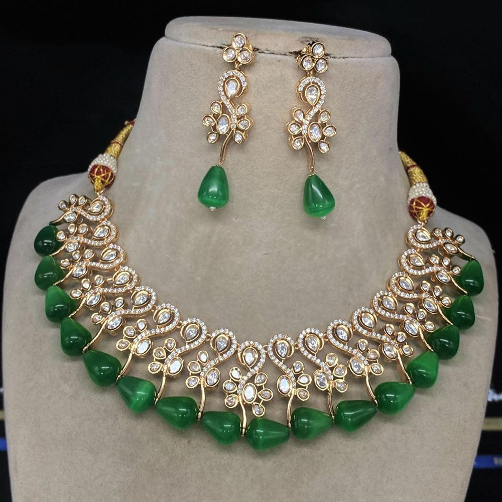 Amoliya Jewels Royal Polki Kundan Stone And Beads Necklace Set