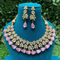 Amoliya Jewels Royal Polki Kundan Stone And Beads Necklace Set