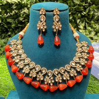 Amoliya Jewels Royal Polki Kundan Stone And Beads Necklace Set