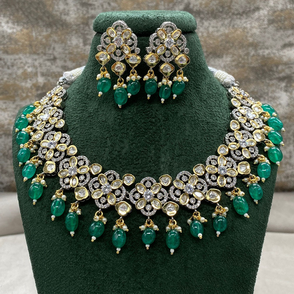 Amoliya Jewels Grand Polki Kundan Stone Pearl And Beads Necklace Set