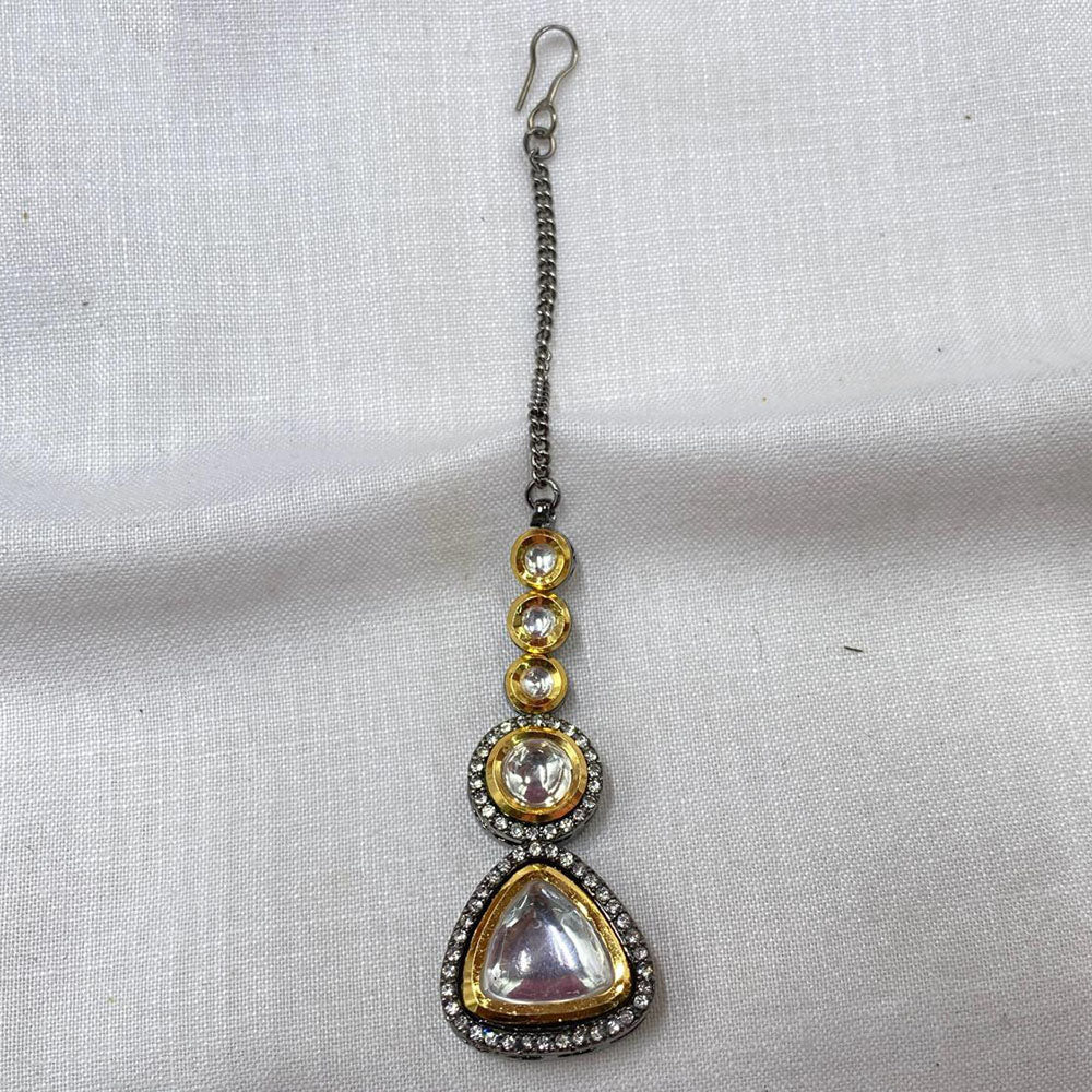 Amoliya Jewels Classic 2 Tone Kundan Festive Maangtikka