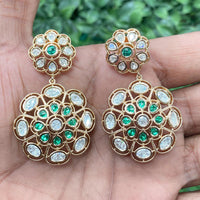 Amoliya Jewels Regal Shine Polki Kundan Stone Dangler Earrings