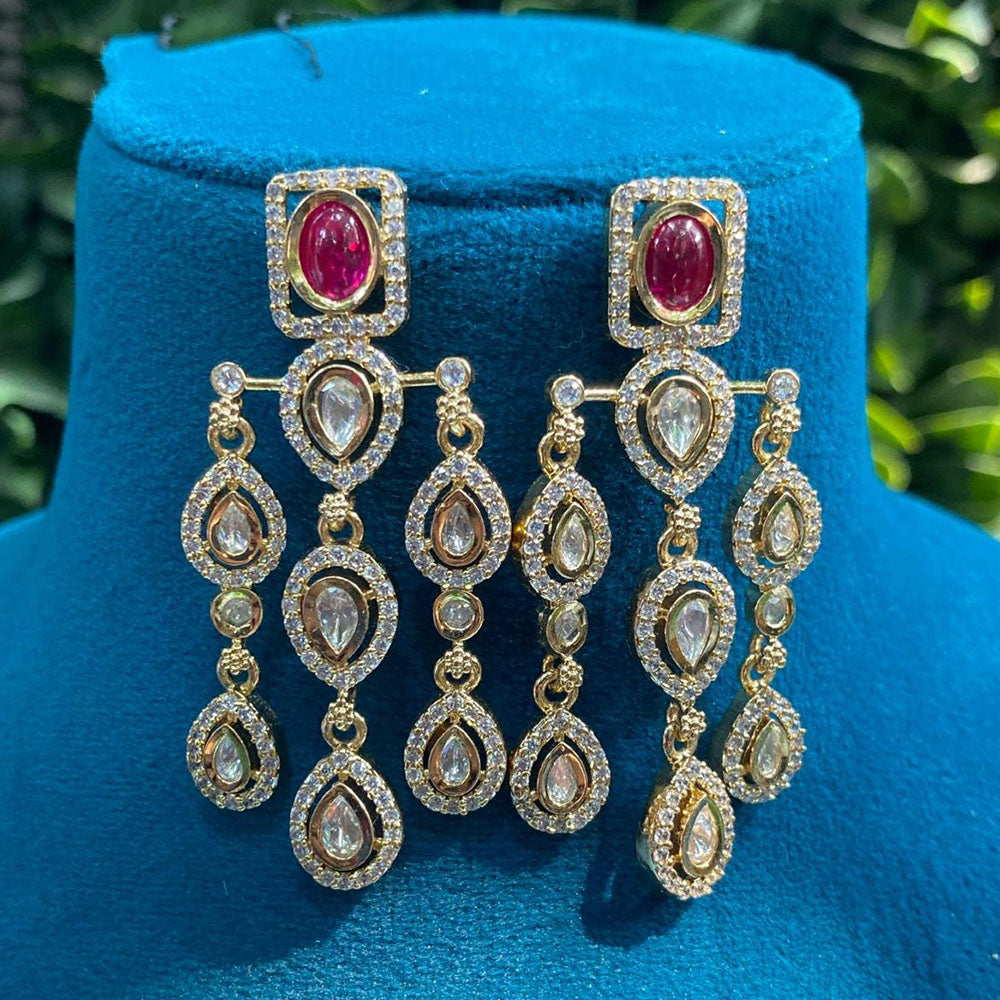 Amoliya Jewels Regal Shine Polki Kundan Stone Dangler Earrings