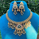 Amoliya Jewels Designer Pota Stone And Pearl Necklace Set