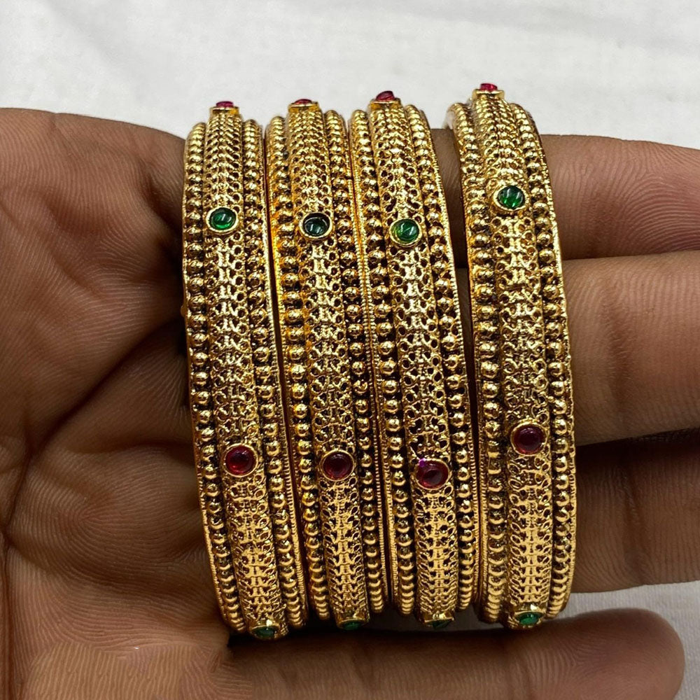 Amoliya Jewels Elegant Pota Stone Designer Bangles Set