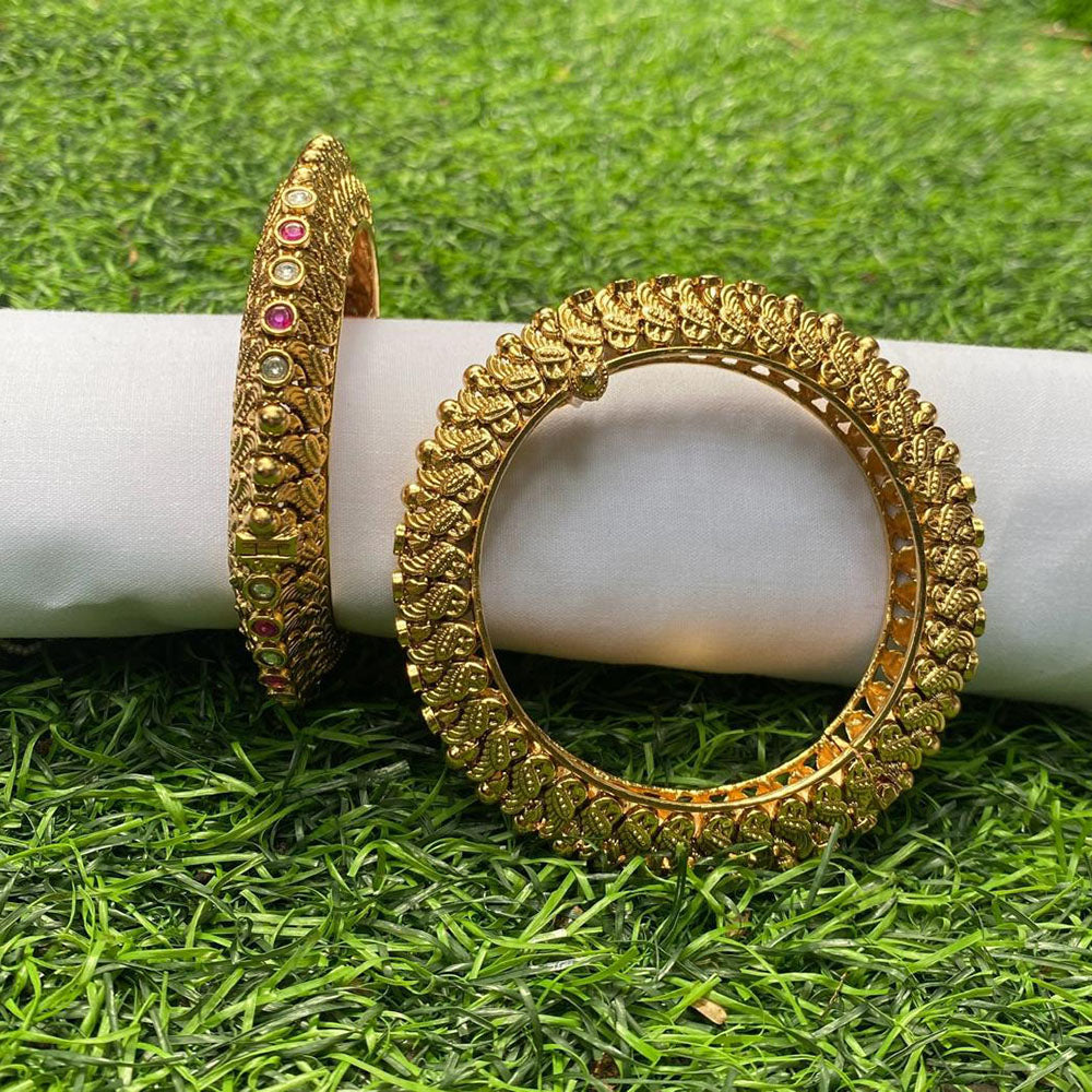 Amoliya Jewels Elegant Pota Stone Designer Bangles Set