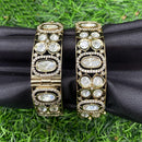Amoliya Jewels Designer Polki Kundan And Austrian Stone Openable Statement Bangles Set