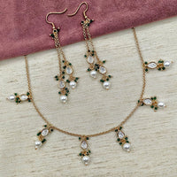 Amoliya Jewels Classic Ethnic Polki Kundan Pearl And Beads Necklace Set