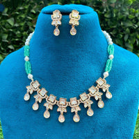 Amoliya Jewels Classic Ethnic Polki Kundan Pearl And Beads Necklace Set