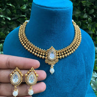 Amoliya Jewels Royal Polki Kundan Stone And Pearl Necklace Set