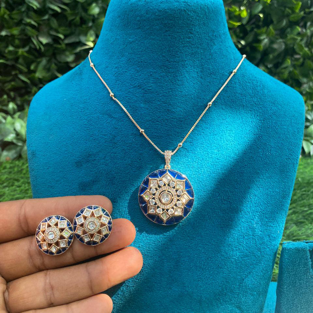 Amoliya Jewels Regal Polki Kundan Stone Chain Pendant Set