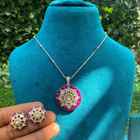 Amoliya Jewels Regal Polki Kundan Stone Chain Pendant Set