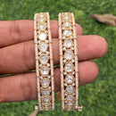 Amoliya Jewels Designer Polki Kundan And Pearl Opneable Bangles Set
