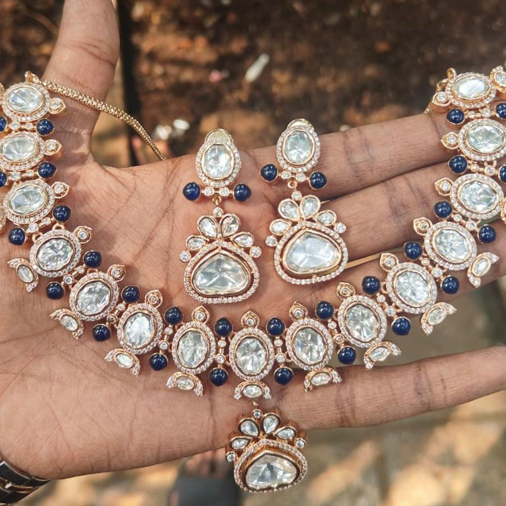 Amoliya Jewels Designer Polki Kundan And Beads Statement Necklace Set