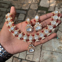 Amoliya Jewels Designer Polki Kundan And Beads Statement Necklace Set