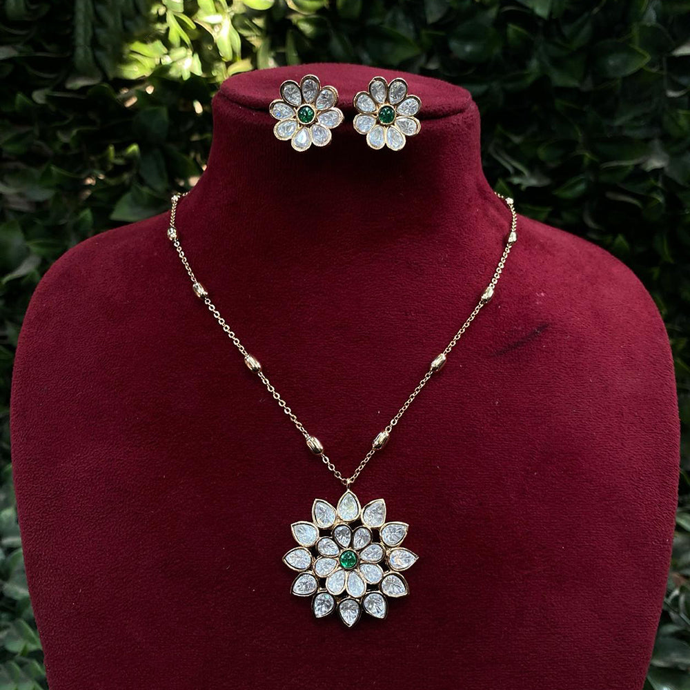 Amoliya Jewels Designer Polki Kundan Stone Necklace Set