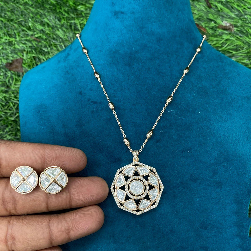 Amoliya Jewels Designer Polki Kundan Stone Necklace Set