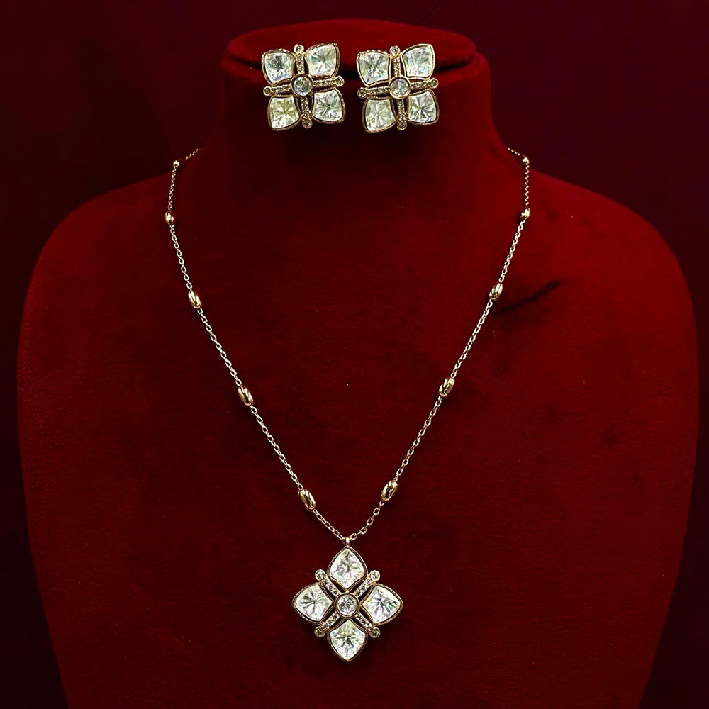 Amoliya Jewels Designer Polki Kundan Stone Necklace Set