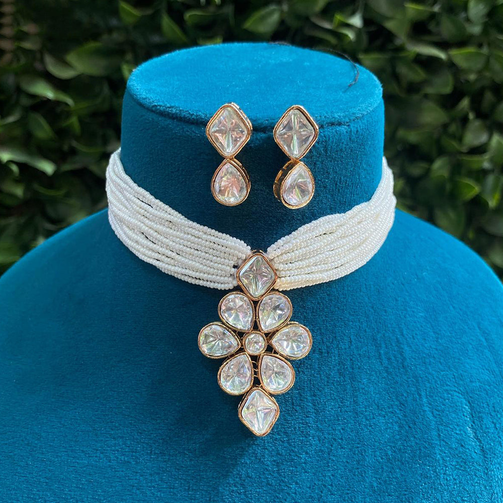Amoliya Jewels Designer Polki Kundan Stone Choker Necklace Set