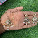 Amoliya Jewels Regal Polki Kundan Stone And Pearl Chain Pendant Set