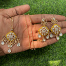 Amoliya Jewels Regal Polki Kundan Stone And Pearl Chain Pendant Set