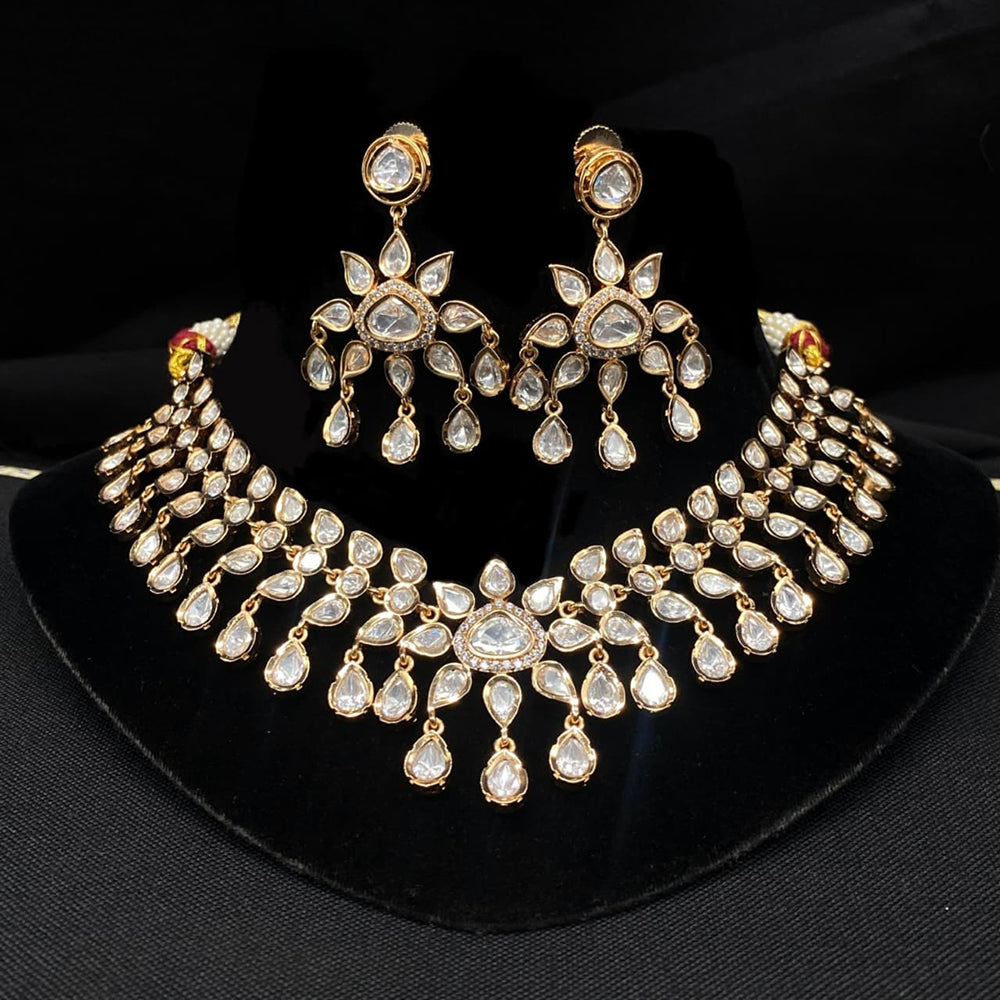 Amoliya Jewels Designer Polki Kundan Stone Necklace Set