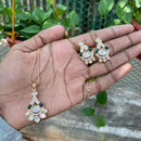 Amoliya Jewels Regal Polki Kundan Stone Chain Pendant Set