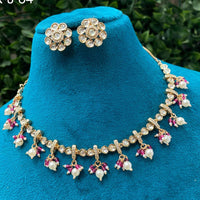 Amoliya Jewels Designer Polki Kundan Stone And Beads Necklace Set