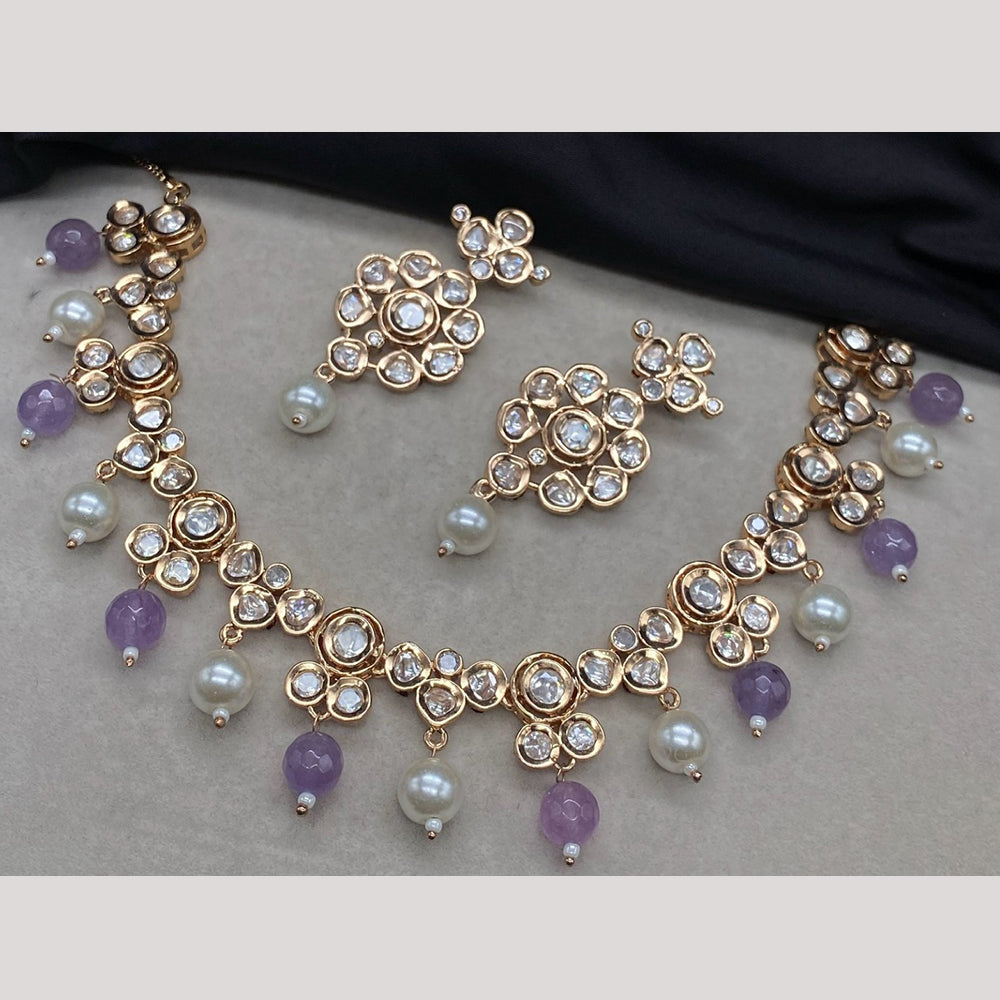 Amoliya Jewels Designer Polki Kundan Stone And Beads Necklace Set