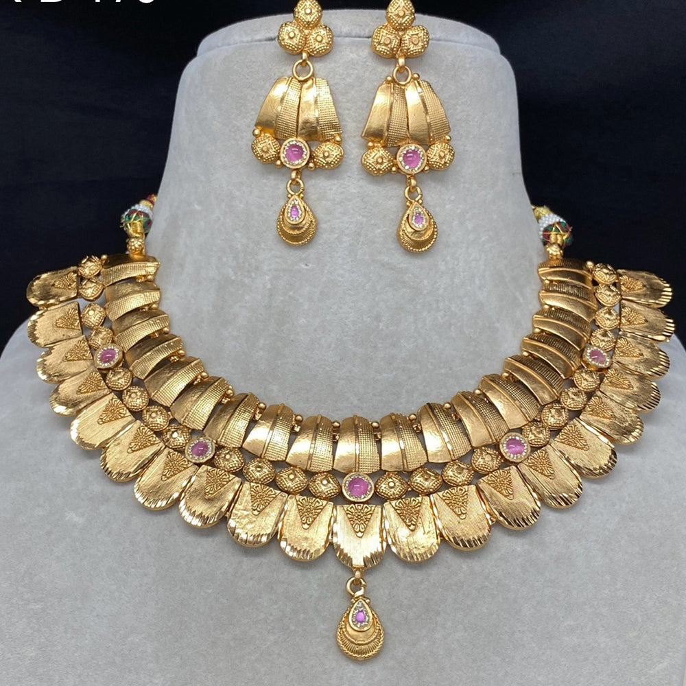 Amoliya Jewels Ethnic Pota Stone Graceful Necklace Set