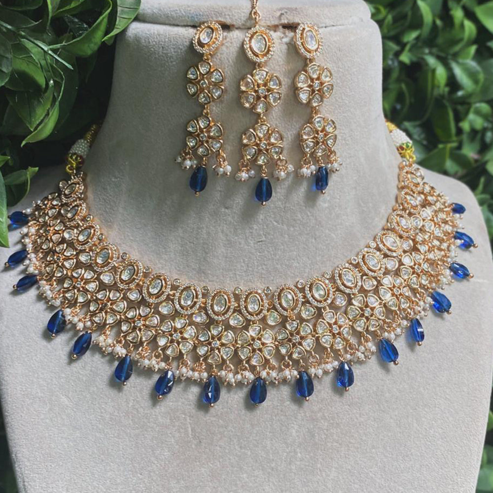 Amoliya Jewels Designer Polki Kundan Stone And Beads Necklace Set