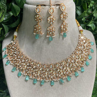 Amoliya Jewels Designer Polki Kundan Stone And Beads Necklace Set