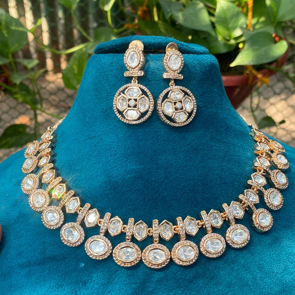 Amoliya Jewels Designer Polki Kundan Stone Necklace Set