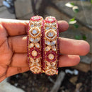 Amoliya Jewels Designer Polki Kundan And Pearl Opneable Bangles Set
