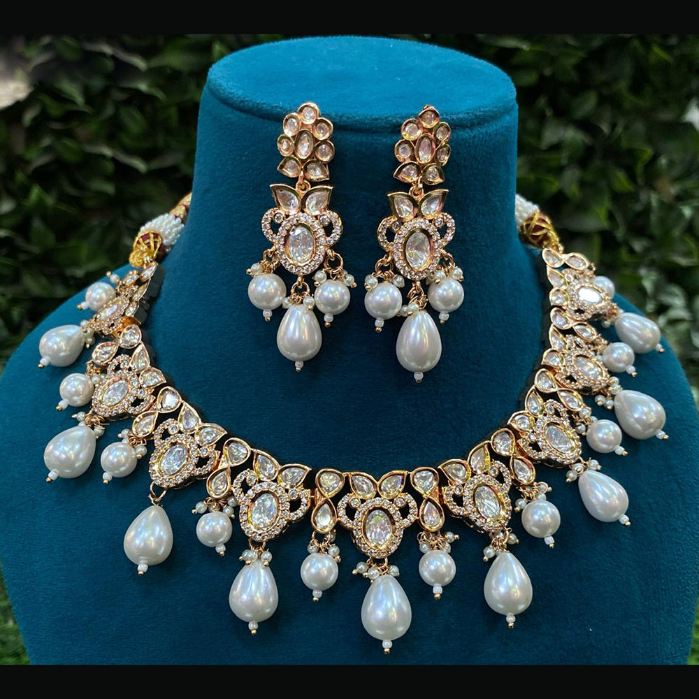 Amoliya Jewels Designer Polki Kundan Stone And Beads Necklace Set