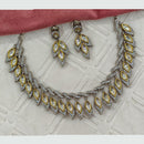Amoliya Jewels 2 Tone Plated Designer Polki Kundan Stone Necklace Set