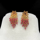 Amoliya Jewels Royal Look Flower With Pearl Temple Dangler Earrings